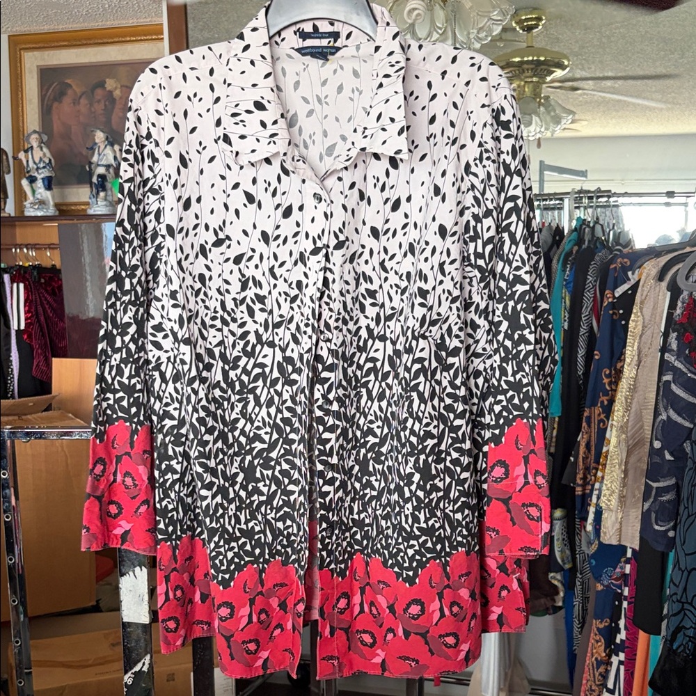 Westbound Black and Red Floral Button Down Shirt